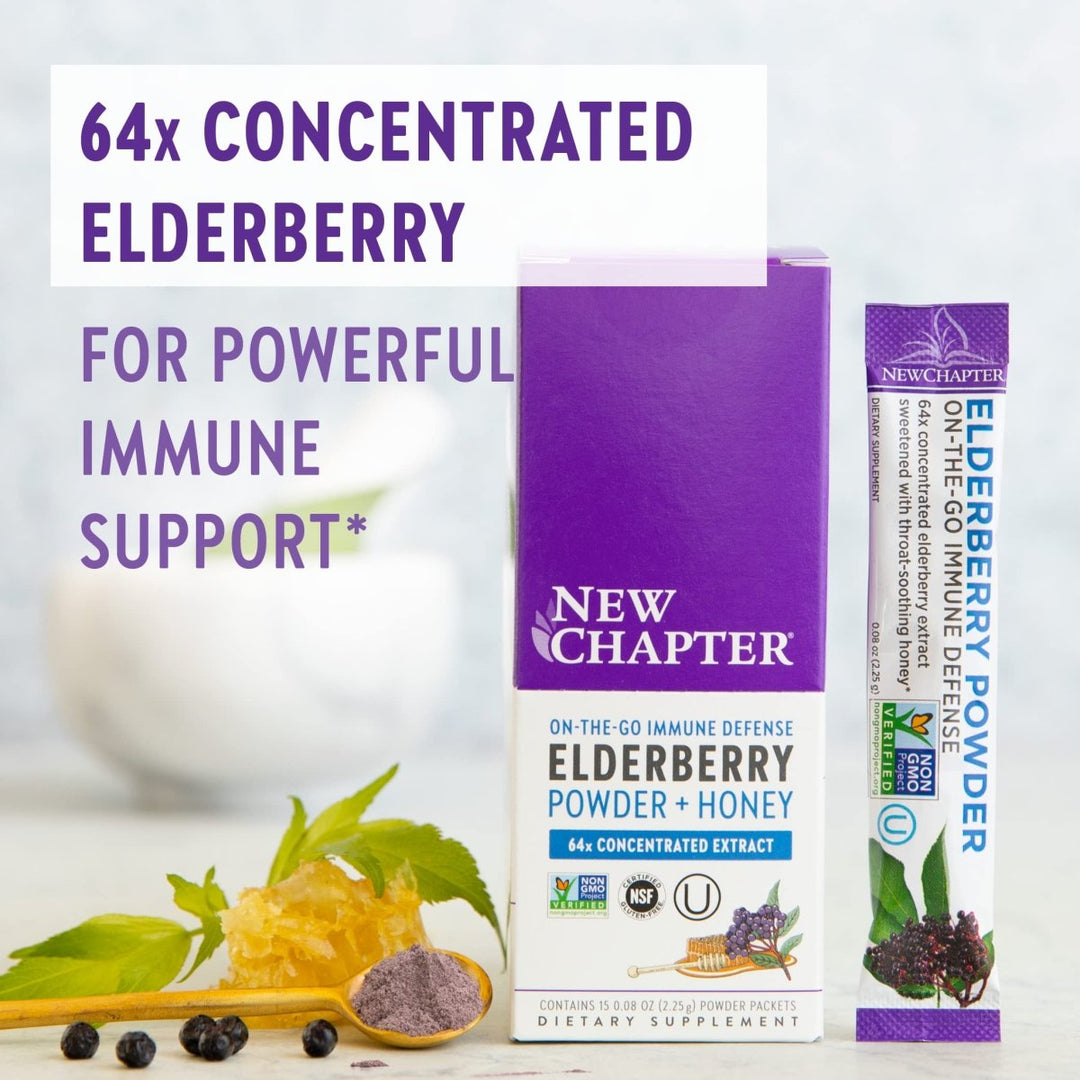 New Chapter Elderberry Powder On The Go Sticks 12 Packets - The Oasis of Health