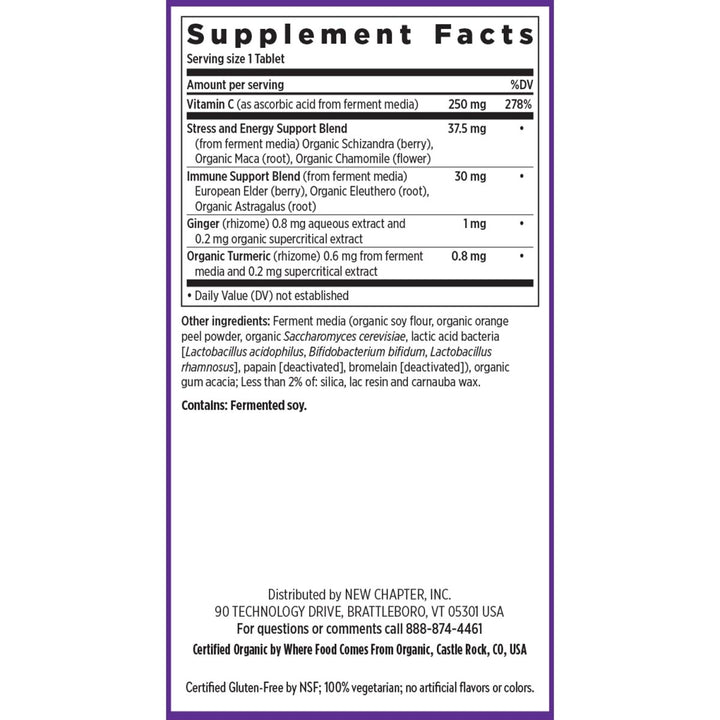 New Chapter Fermented Activated C Complex, Rich in Vitamin C for Immune Health, Collagen Protection + Adrenal Support, Made with Organic Herbs, Non - GMO, 60 Count - The Oasis of Health