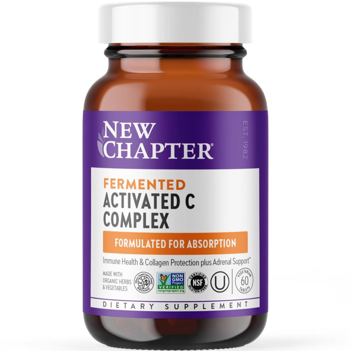 New Chapter Fermented Activated C Complex, Rich in Vitamin C for Immune Health, Collagen Protection + Adrenal Support, Made with Organic Herbs, Non - GMO, 60 Count - The Oasis of Health