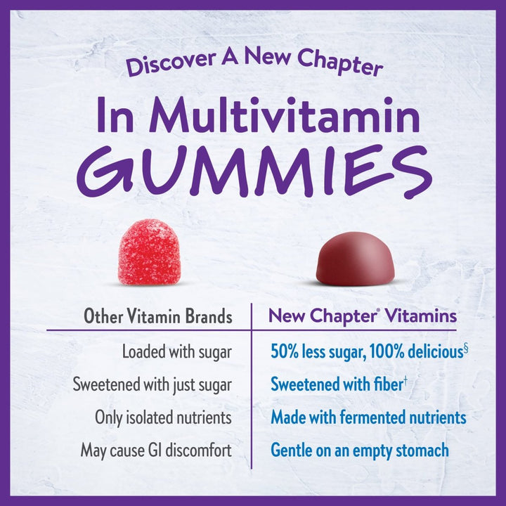 New Chapter Kids Multivitamin Gummies - 50% Less Sugar, Kids Gummy Vitamins with Vitamins C, D3 & Zinc, Non - GMO, Gluten Free, Berry - Citrus, 60ct - The Oasis of Health