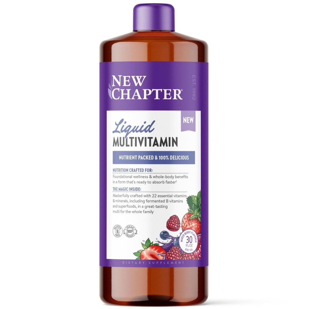 New Chapter Liquid Multivitamin + Mineral Supplement for Whole - Body Benefits, 100% Delicious Multivitamin for Adults, Teens & Kids 2+, Ready to Absorb Faster, Mixed Berry Flavored, 30 oz - The Oasis of Health