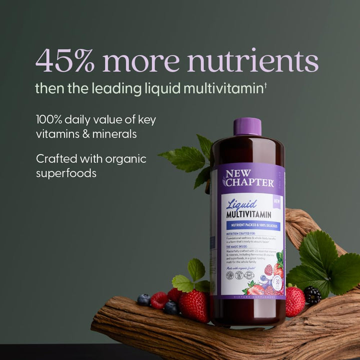 New Chapter Liquid Multivitamin + Mineral Supplement for Whole - Body Benefits, 100% Delicious Multivitamin for Adults, Teens & Kids 2+, Ready to Absorb Faster, Mixed Berry Flavored, 30 oz - The Oasis of Health