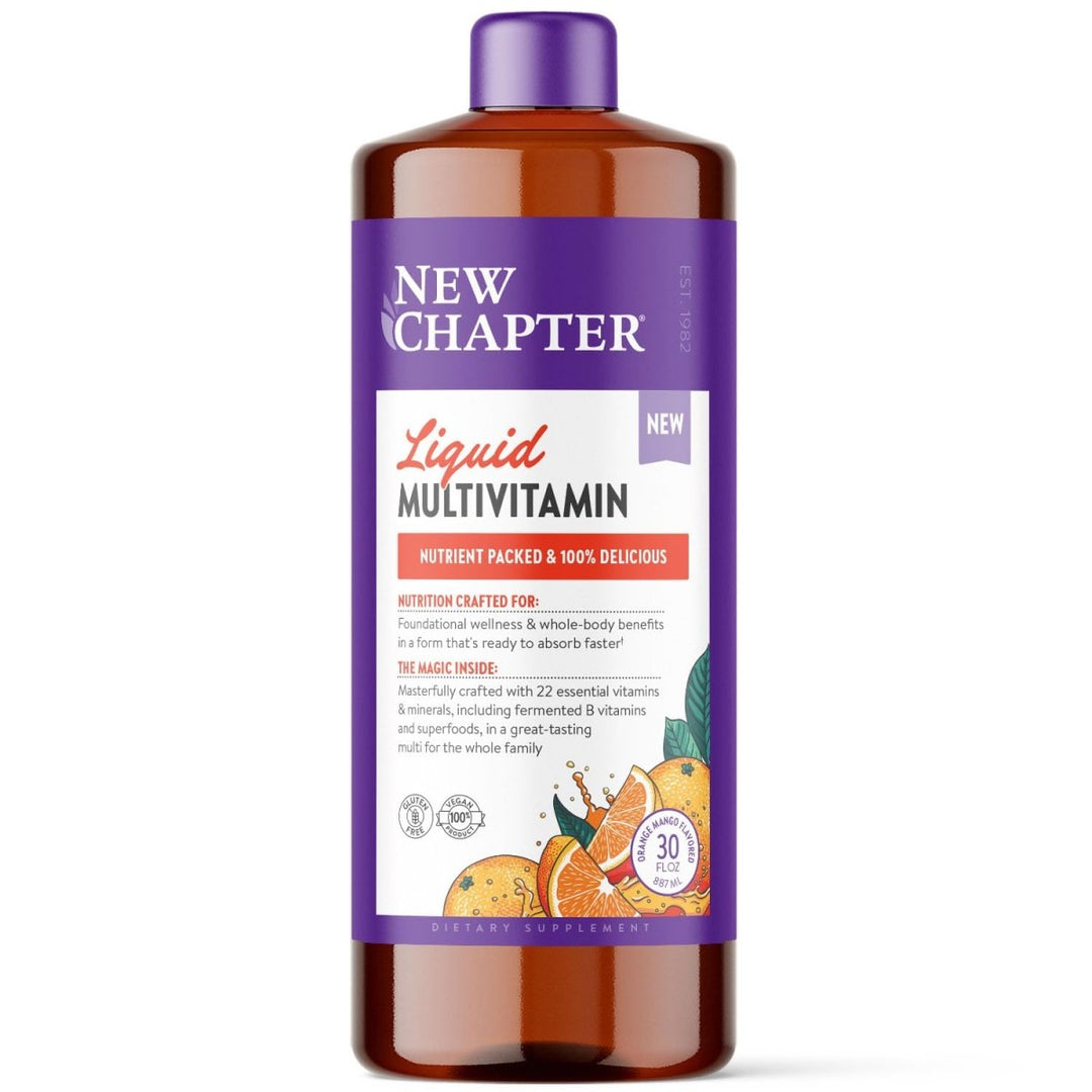 New Chapter Liquid Multivitamin + Mineral Supplement for Whole - Body Benefits, 100% Delicious Multivitamin for Adults, Teens & Kids 2+, Ready to Absorb Faster, Orange Mango Flavored, 30 oz - The Oasis of Health