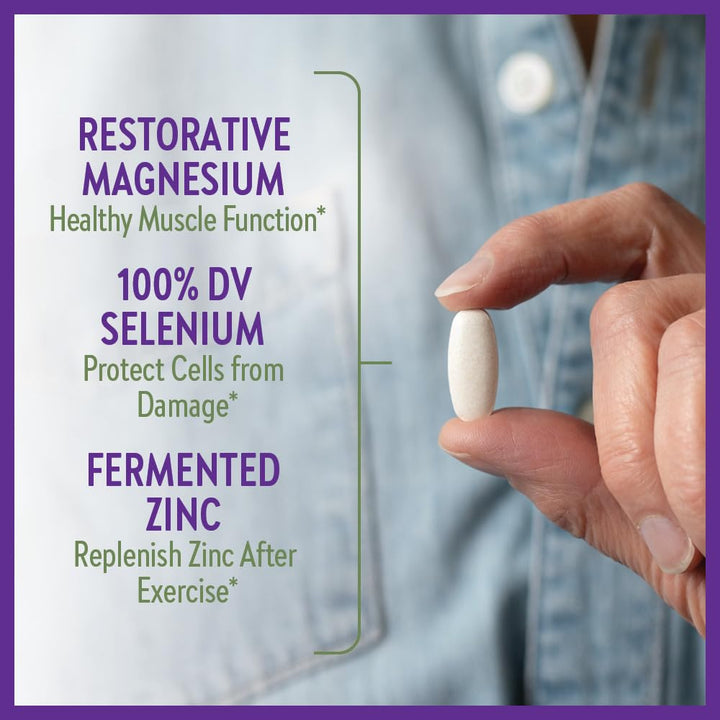 New Chapter Magnesium - Selenium - Zinc Supplement for Active Bodies, Bounce Back After Exercise with Muscle Support Minerals + Hydrating Electrolytes, 325 mg Magnesium in One - Daily Tablet, 30 Count - The Oasis of Health