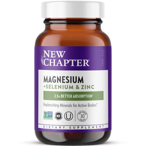 New Chapter Magnesium - Selenium - Zinc Supplement for Active Bodies, Bounce Back After Exercise with Muscle Support Minerals + Hydrating Electrolytes, 325 mg Magnesium in One - Daily Tablet, 30 Count - The Oasis of Health