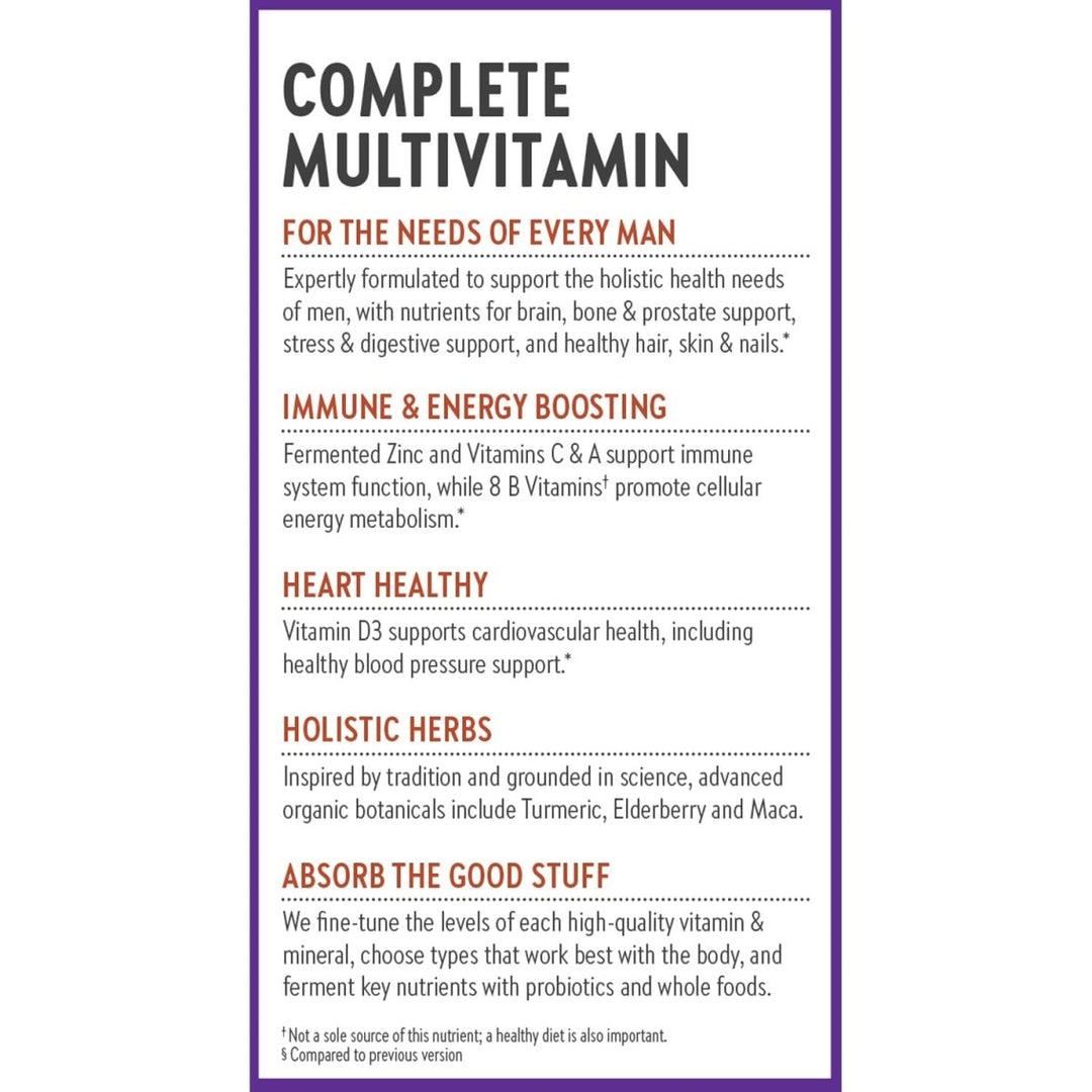 New Chapter Men's Multivitamin for Immune, Stress, Heart + Energy Support with Fermented Nutrients - Every Man's One Daily, Made with Organic Vegetables & Herbs, Non - GMO, Gluten Free - 48 ct - The Oasis of Health
