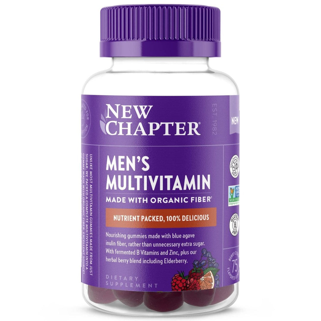 New Chapter Men’s Multivitamin Gummies, 66% Less Sugar, Men’s Gummy Vitamins with Vitamin C, D3 & Zinc, Non - GMO, Gluten Free, Berry - Citrus, 75ct - The Oasis of Health