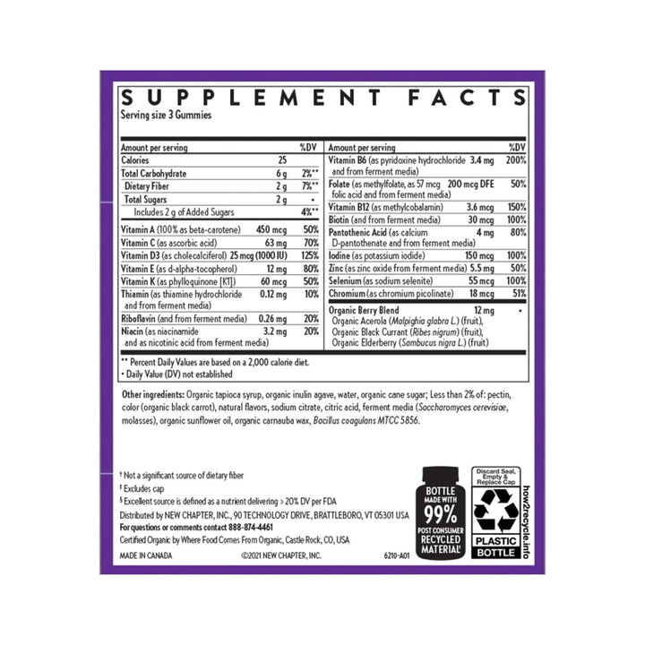 New Chapter Men’s Multivitamin Gummies, 66% Less Sugar, Men’s Gummy Vitamins with Vitamin C, D3 & Zinc, Non - GMO, Gluten Free, Berry - Citrus, 75ct - The Oasis of Health