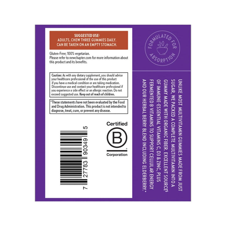 New Chapter Men’s Multivitamin Gummies, 66% Less Sugar, Men’s Gummy Vitamins with Vitamin C, D3 & Zinc, Non - GMO, Gluten Free, Berry - Citrus, 75ct - The Oasis of Health