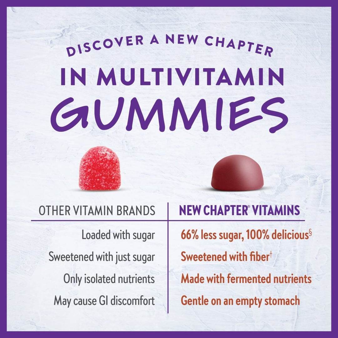 New Chapter Men’s Multivitamin Gummies, 66% Less Sugar, Men’s Gummy Vitamins with Vitamin C, D3 & Zinc, Non - GMO, Gluten Free, Berry - Citrus, 75ct - The Oasis of Health