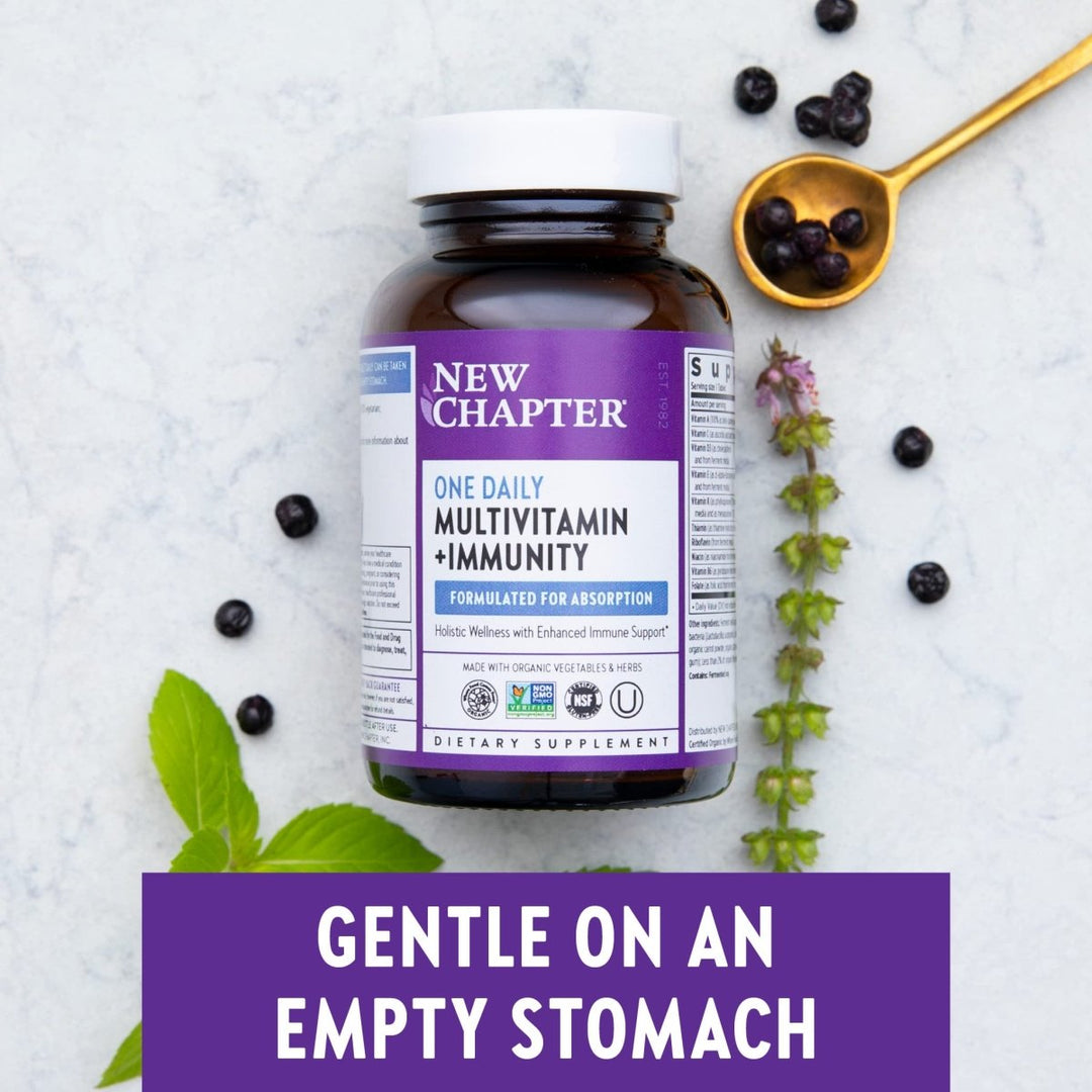 New Chapter? One Daily Multivitamin + Immunity ? Enhanced Immune Support from Extra Vitamin C, D3 & Zinc + Clinical - Strength Holy Basil* 100% Vegetarian, Non - GMO, Certified Gluten Free, 30 ct - The Oasis of Health