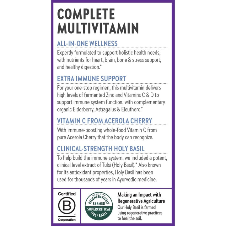 New Chapter? One Daily Multivitamin + Immunity ? Enhanced Immune Support from Extra Vitamin C, D3 & Zinc + Clinical - Strength Holy Basil* 100% Vegetarian, Non - GMO, Certified Gluten Free, 30 ct - The Oasis of Health