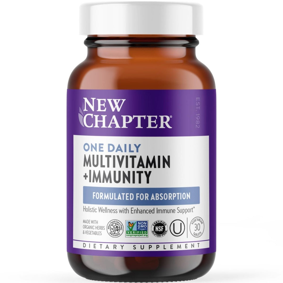 New Chapter? One Daily Multivitamin + Immunity ? Enhanced Immune Support from Extra Vitamin C, D3 & Zinc + Clinical - Strength Holy Basil* 100% Vegetarian, Non - GMO, Certified Gluten Free, 30 ct - The Oasis of Health