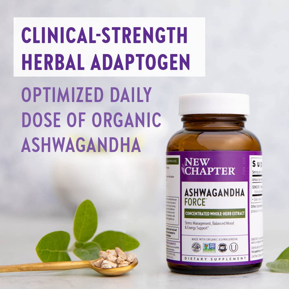New Chapter Organic Ashwagandha Supplement, One Capsule a Day of Adaptogens for Stress Relief, Mood Support, & Energy, Vegan, 60 Count - The Oasis of Health