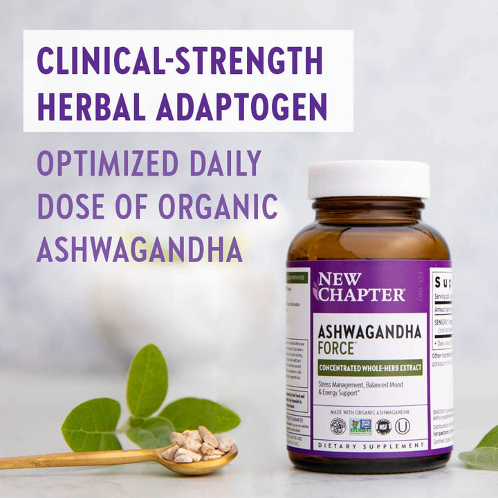New Chapter Organic Ashwagandha Supplement, One Capsule a Day of Adaptogens for Stress Relief, Mood Support, & Energy, Vegan, 60 Count - The Oasis of Health