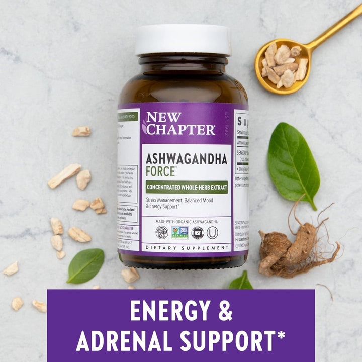 New Chapter Organic Ashwagandha Supplement, One Capsule a Day of Adaptogens for Stress Relief, Mood Support, & Energy, Vegan, 60 Count - The Oasis of Health