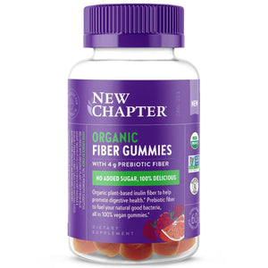 New Chapter Organic Fiber Gummies for Adults, up to 8g Plant - Based Prebiotic Fiber for Digestive Health, Vegan, Non - GMO, USDA Organic, Gluten Free, Citrus - Berry Flavored, 60 ct - The Oasis of Health