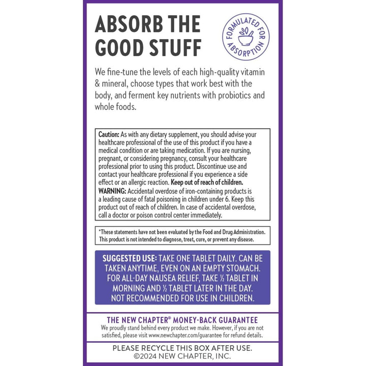 New Chapter Prenatal Vitamins, One Daily Prenatal Multivitamin Enhanced for Age 35+ with Methylfolate + Choline for Healthy Mom & Baby, Gluten Free & Non - GMO - 30 ct - The Oasis of Health