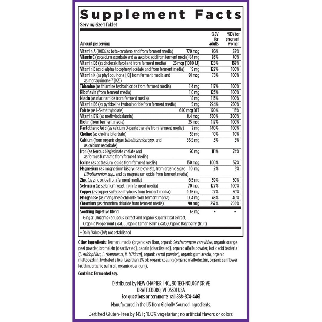 New Chapter Prenatal Vitamins, One Daily Prenatal Multivitamin Enhanced for Age 35+ with Methylfolate + Choline for Healthy Mom & Baby, Gluten Free & Non - GMO - 30 ct - The Oasis of Health