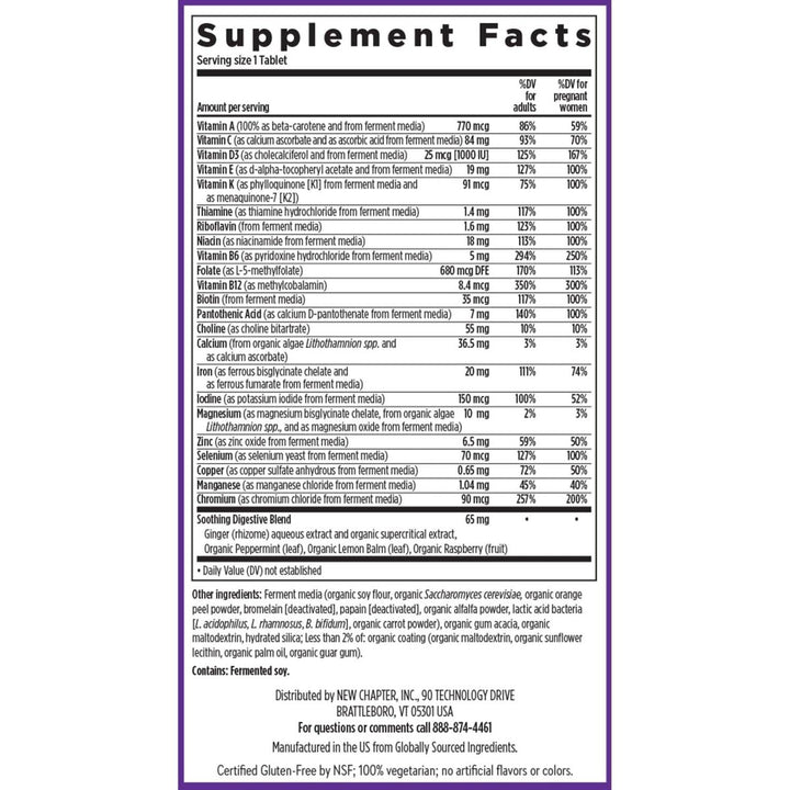 New Chapter Prenatal Vitamins, One Daily Prenatal Multivitamin Enhanced for Age 35+ with Methylfolate + Choline for Healthy Mom & Baby, Gluten Free & Non - GMO - 30 ct - The Oasis of Health