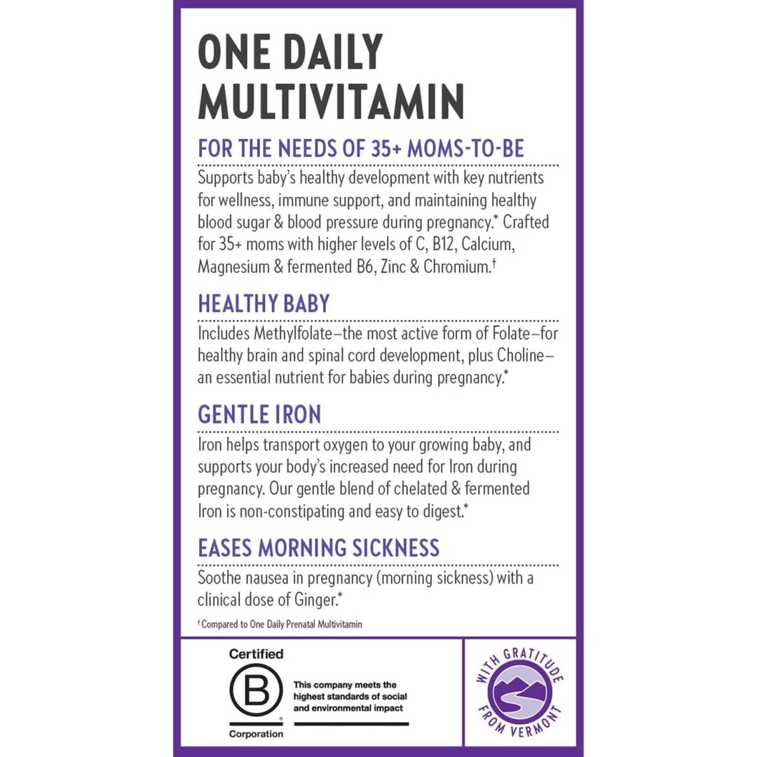 New Chapter Prenatal Vitamins, One Daily Prenatal Multivitamin Enhanced for Age 35+ with Methylfolate + Choline for Healthy Mom & Baby, Gluten Free & Non - GMO - 30 ct - The Oasis of Health