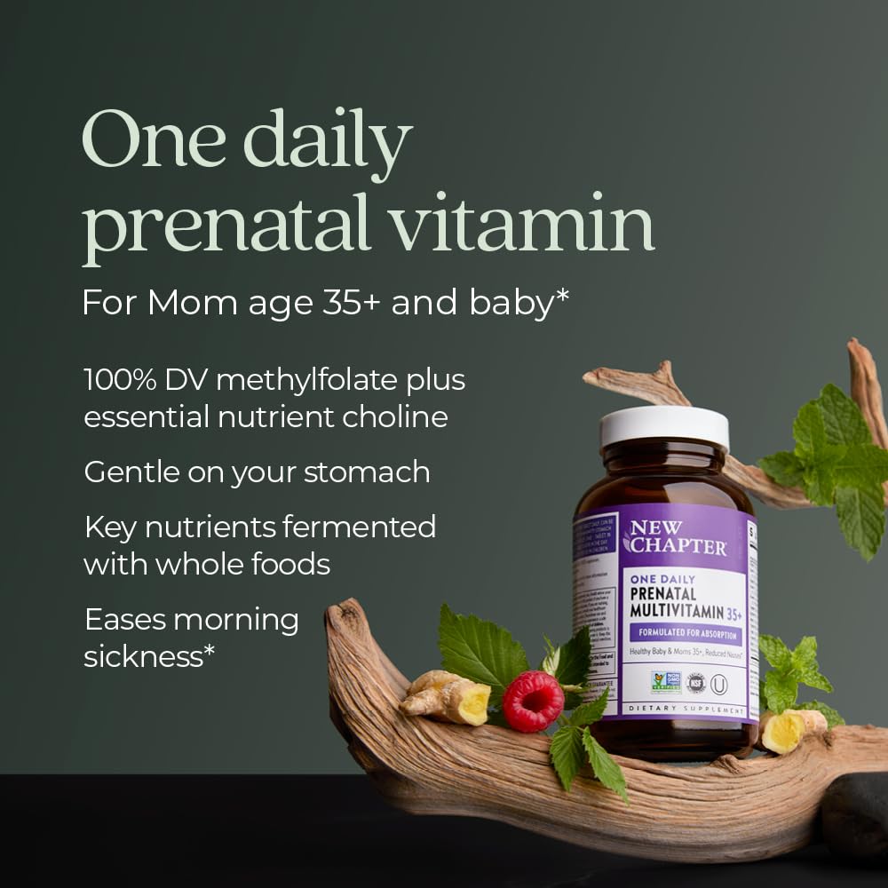 New Chapter Prenatal Vitamins, One Daily Prenatal Multivitamin Enhanced for Age 35+ with Methylfolate + Choline for Healthy Mom & Baby, Gluten Free & Non - GMO - 30 ct - The Oasis of Health