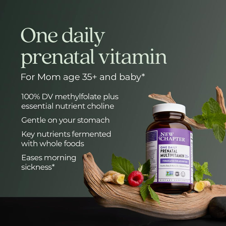 New Chapter Prenatal Vitamins, One Daily Prenatal Multivitamin Enhanced for Age 35+ with Methylfolate + Choline for Healthy Mom & Baby, Gluten Free & Non - GMO - 30 ct - The Oasis of Health