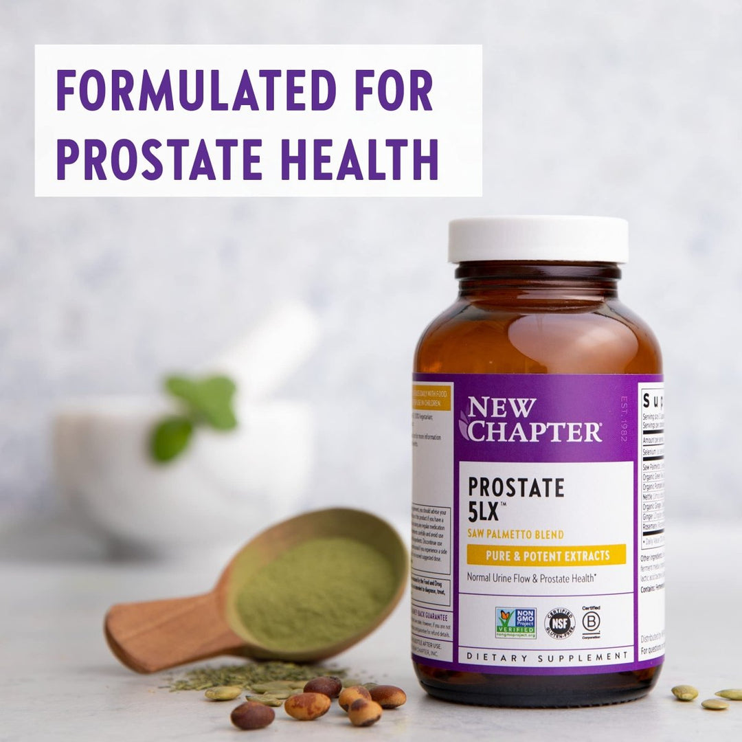 New Chapter Prostate Supplement - Prostate 5LX with Saw Palmetto + Selenium for Prostate Health - 120 ct Vegetarian Capsule - The Oasis of Health