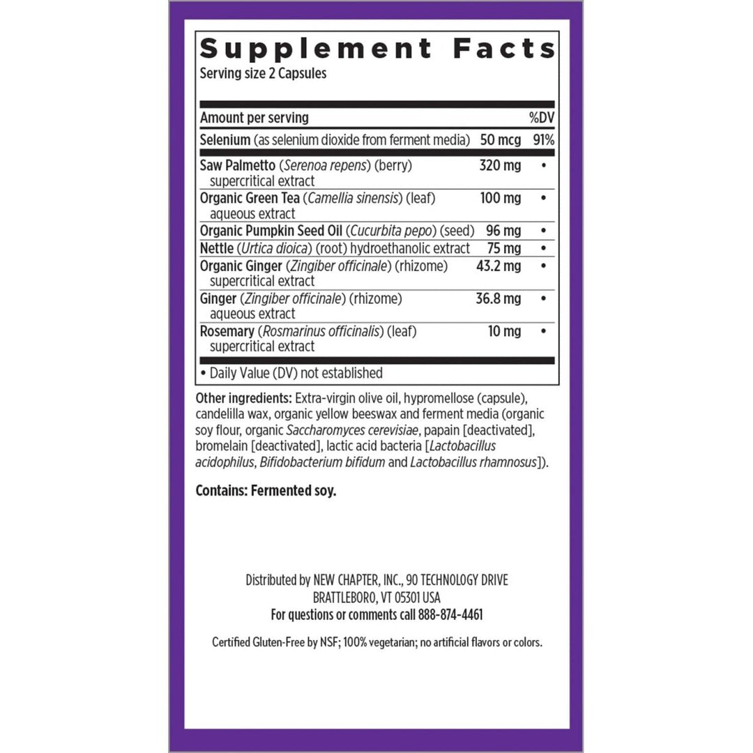New Chapter Prostate Supplement - Prostate 5LX with Saw Palmetto + Selenium for Prostate Health - 120 ct Vegetarian Capsule - The Oasis of Health