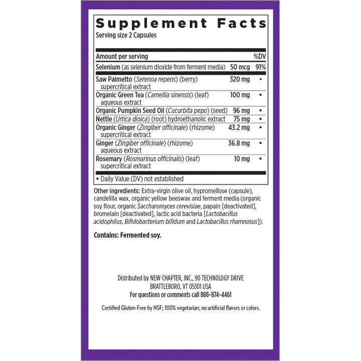 New Chapter Prostate Supplement - Prostate 5LX with Saw Palmetto + Selenium for Prostate Health - 120 ct Vegetarian Capsule - The Oasis of Health