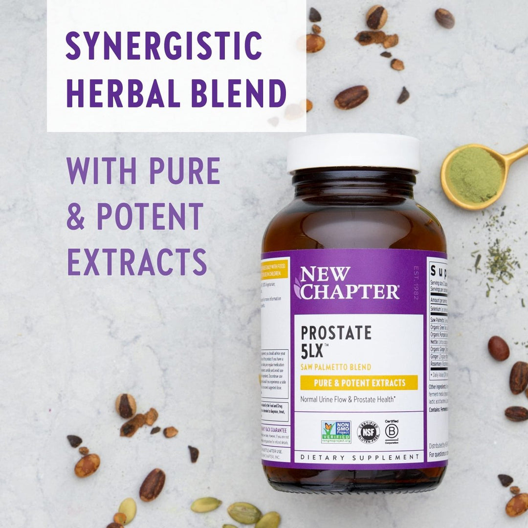 New Chapter Prostate Supplement - Prostate 5LX with Saw Palmetto + Selenium for Prostate Health - 120 ct Vegetarian Capsule - The Oasis of Health