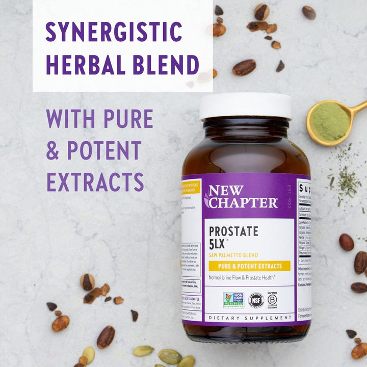 New Chapter Prostate Supplement - Prostate 5LX with Saw Palmetto + Selenium for Prostate Health - 120 ct Vegetarian Capsule - The Oasis of Health
