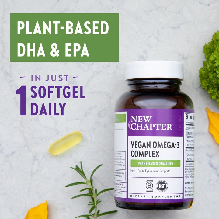 New Chapter Vegan DHA, EPA, and DPA Supplement - Vegan Omega - 3 Complex - 30 Vegan Softgels - The Oasis of Health