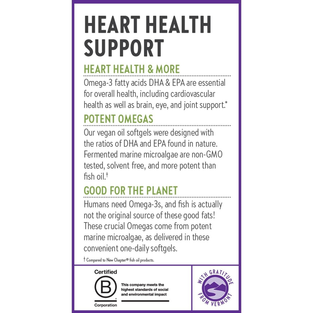 New Chapter Vegan DHA, EPA, and DPA Supplement - Vegan Omega - 3 Complex - 30 Vegan Softgels - The Oasis of Health