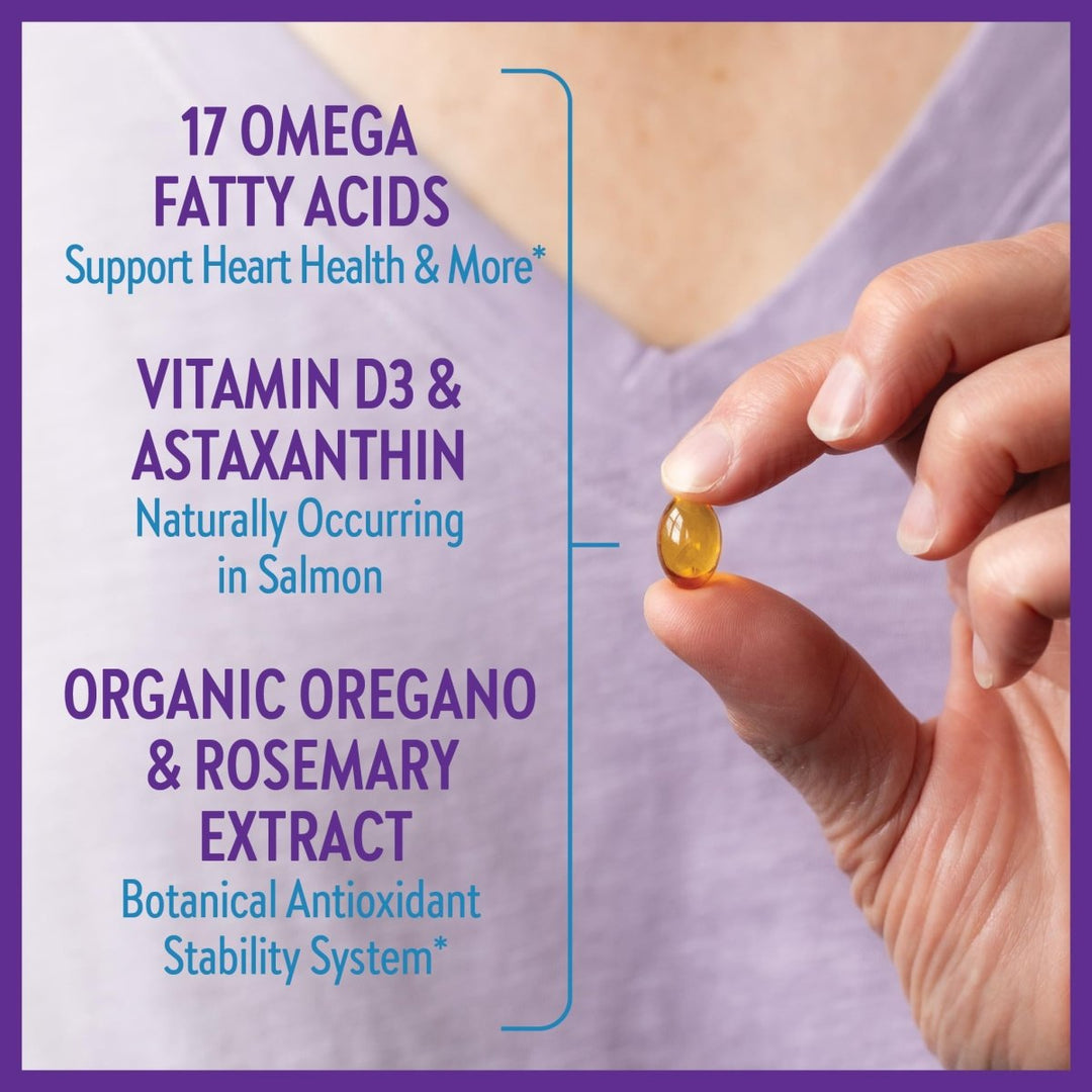 New Chapter Wholemega Fish Oil Supplement - Wild Alaskan Salmon Oil with Omega - 3 + Vitamin D3 + Astaxanthin + Sustainably Caught - 180 ct Tiny Caps, 500mg Softgels - The Oasis of Health