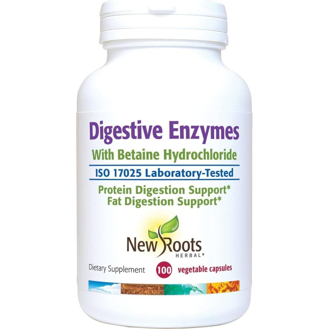 New Roots Herbal Digestive Enzymes With Betaine Hydrochloride 100 Capsules - The Oasis of Health