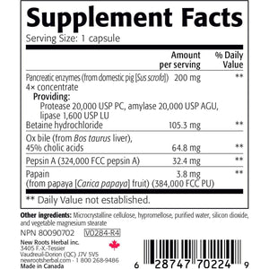 New Roots Herbal Digestive Enzymes With Betaine Hydrochloride 100 Capsules - The Oasis of Health