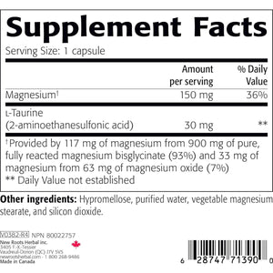 New Roots Herbal Magnesium Bisglycinate 150 mg Elemental Magnesium 120 Capsules - The Oasis of Health