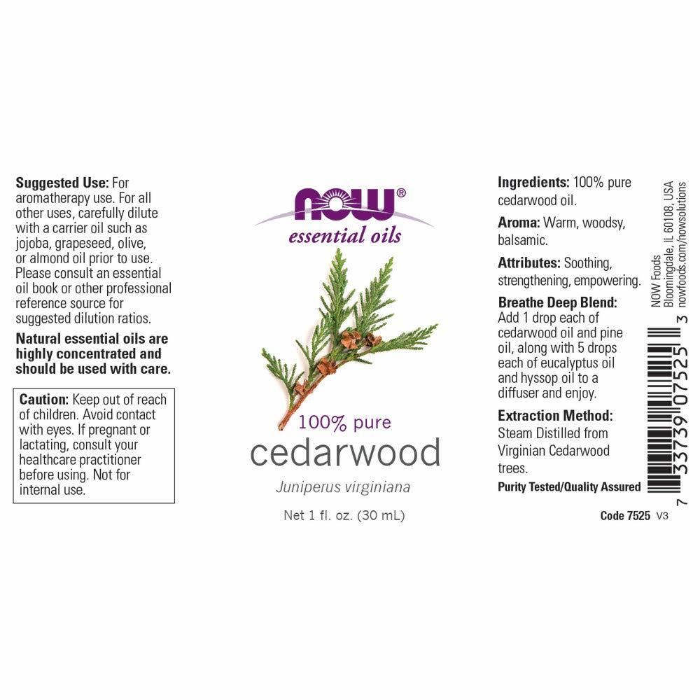 NOW Cedarwood Oil, 1 Fl Oz (Pack of 2) - The Oasis of Health