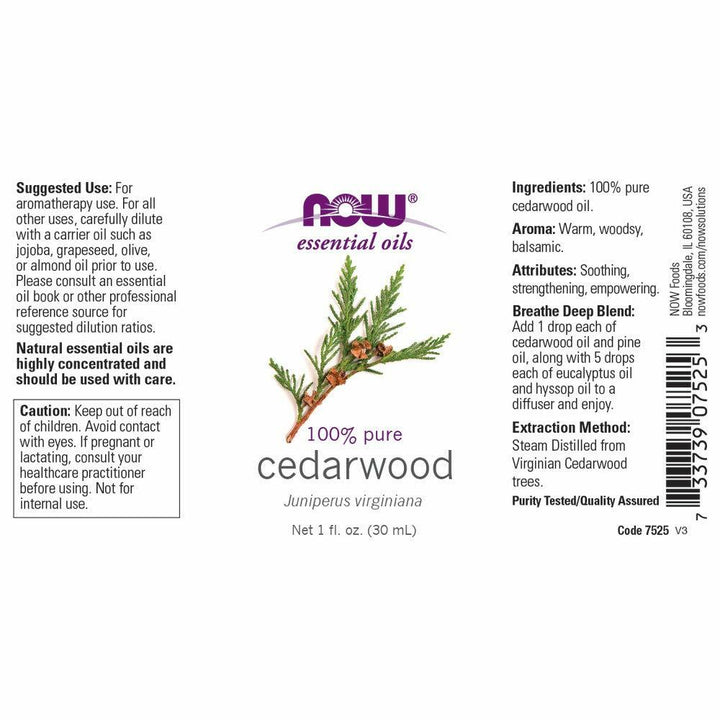 NOW Cedarwood Oil, 1 Fl Oz (Pack of 2) - The Oasis of Health