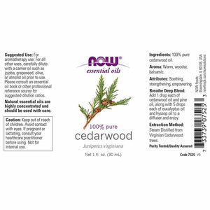 NOW Cedarwood Oil, 1 Fl Oz (Pack of 2) - The Oasis of Health