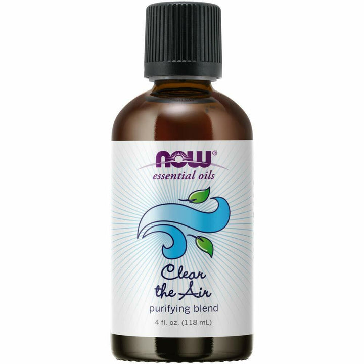 NOW Essential Oils, Clear the Air Oil Blend, Purifying Aromatherapy Scent, Blend of Pure Essential Oils, Steam Distilled, Vegan, Child Resistant Cap, 4 - Ounce - The Oasis of Health