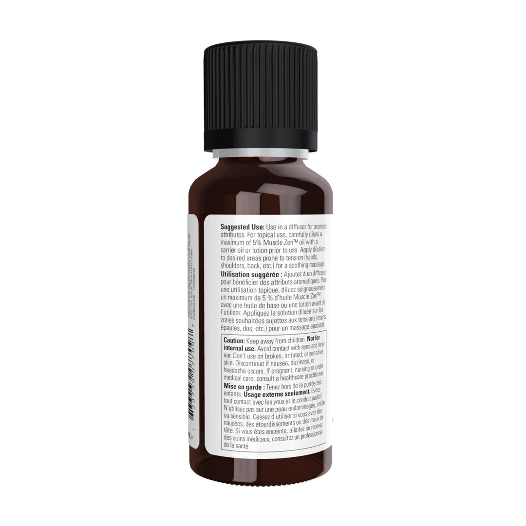 NOW Essential Oils, Muscle Zen? Essential Oil Blend for Sports Massage, Steam Distilled, 1 - Ounce - The Oasis of Health