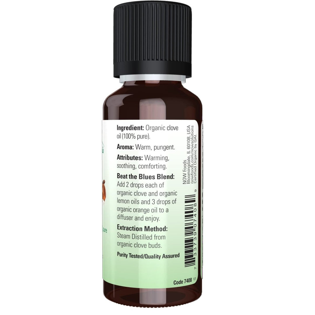 NOW Essential Oils, Organic Clove Oil, Balancing Aromatherapy Scent, Steam Distilled, 100% Pure, Vegan, Child Resistant Cap, 1 - Ounce - The Oasis of Health