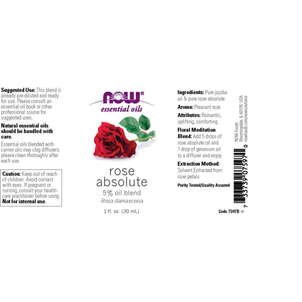 NOW Essential Oils, Rose Absolute, 1 - Ounce - The Oasis of Health