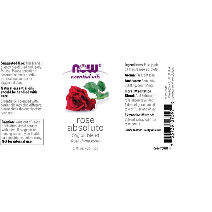 NOW Essential Oils, Rose Absolute, 1 - Ounce - The Oasis of Health