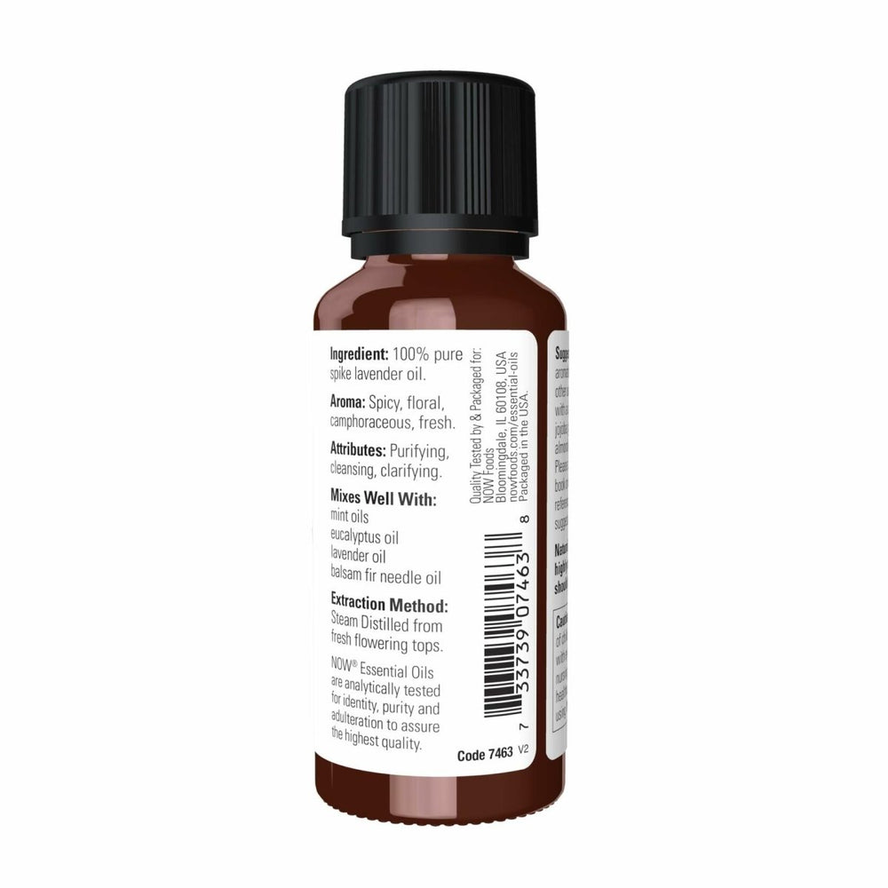 NOW Essential Oils, Spike Lavender, Floral Aromatherapy Scent, Steam Distilled, 100% Pure, Vegan, Child Resistant Cap, 1 - Ounce - The Oasis of Health