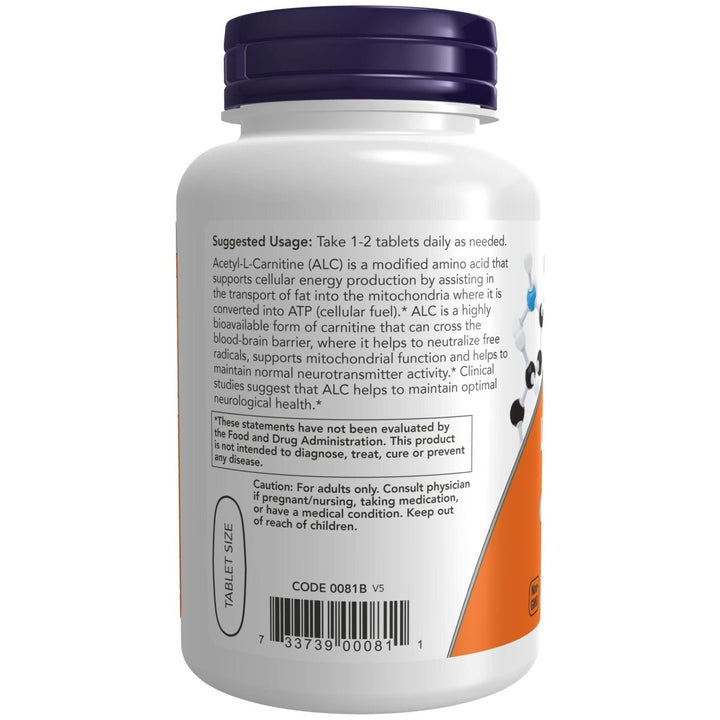 Now Foods Acetyl - L - Carnitine 750 mg 90 Tablets - 0081 - The Oasis of Health