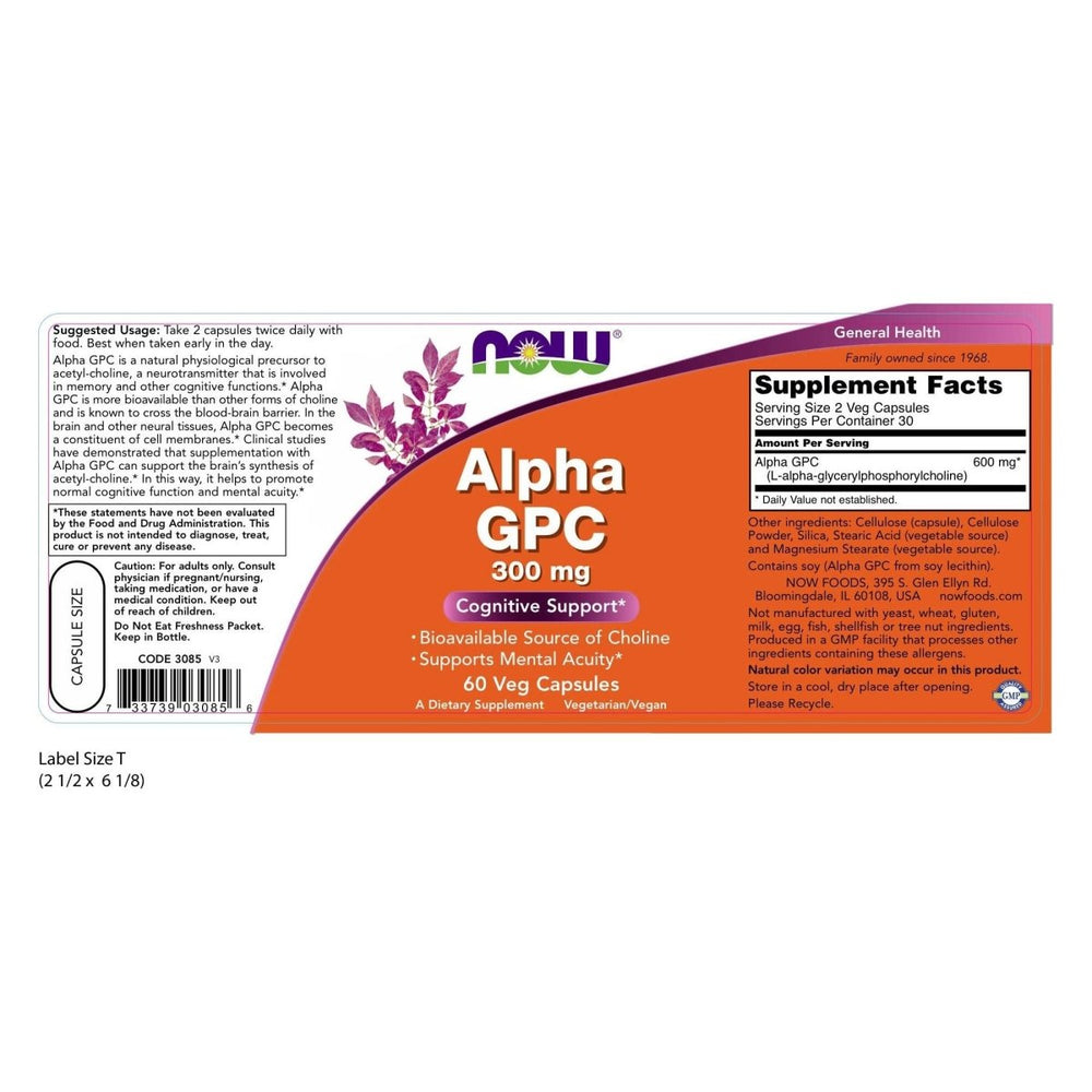 Now Foods Alpha GPC 300 mg - 60 Vcaps 3 Pack - The Oasis of Health