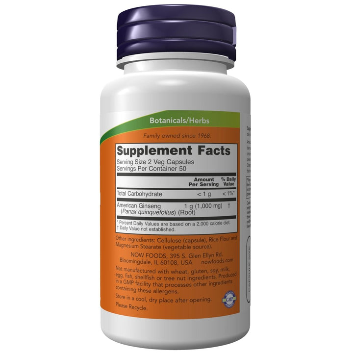 Now Foods American Ginseng 500 mg 100 Vcaps - 4004 - The Oasis of Health